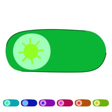 Toggle switch with sun icon setting day mode graphic Illustrazione stock