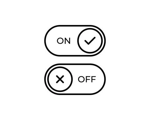 Toggle switch vector icon, On and Off position icons, flat design style user  Illustrazione stock