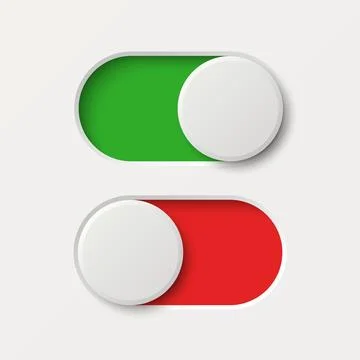 On Off Toggle Switch, Vector Illustration. Green and Red UI Slider, Toggle Stock Illustration