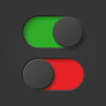 On Off Toggle Switch, Vector Illustration. Green and Red UI Slider, Toggle .. Stock Illustration