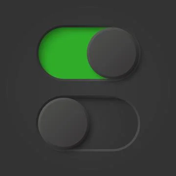 On Off Toggle Switch, Vector Illustration. Green and Black UI Slider, Toggl.. Stock Illustration