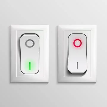 Toggle Switch Vector. Plastic Switches With On, Off Position. Button Stock Illustration