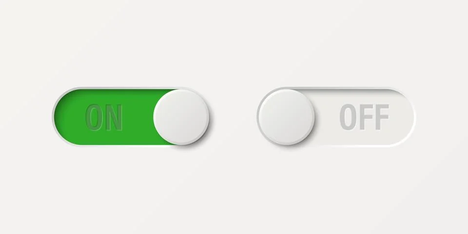 Toggle Switch Vector Set. Realistic Toggle Switch Vector Illustration. On Off Illustrazione stock