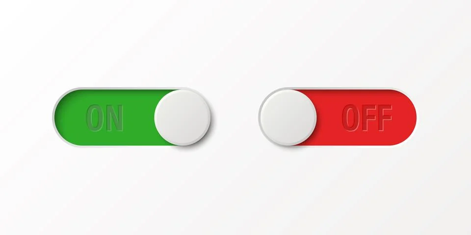 Toggle Switch Vector Set. Realistic Toggle Switch Vector Illustration. On Off Illustrazione stock