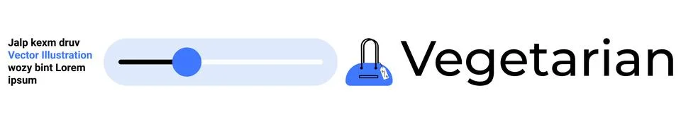 Toggle Switch with Vegetarian Option Indicated by Text and Vegetables Icon Illustrazione stock