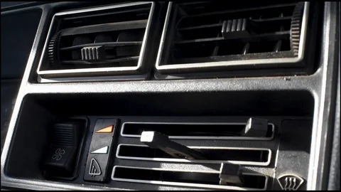 Toggle switches and sliders in an old car are powered by human hands Stock-Footage 105141628