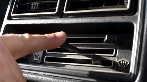Toggle switches and sliders in an old car are powered by human hands Stock-Footage 105141637