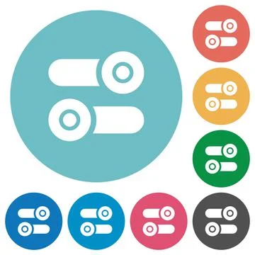 Toggle switches flat round icons Stock Illustration