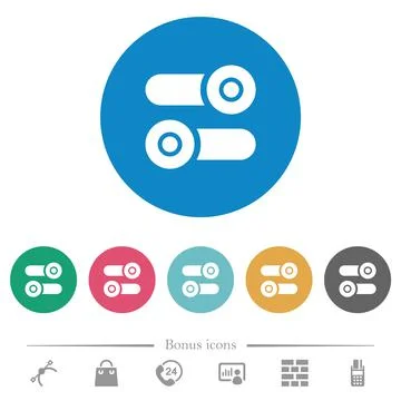 Toggle switches flat round icons Stockillustratie