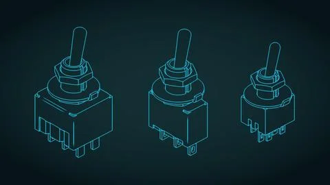 Toggle switches isometric blueprints mini set Illustrazione stock