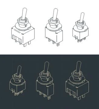 Toggle switches isometric drawings mini set Illustrazione stock