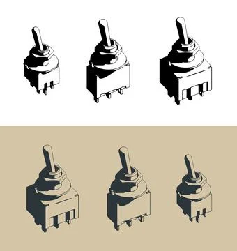 Toggle switches isometric illustrations Illustrazione stock