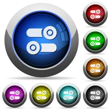 Toggle switches round glossy buttons 스톡 일러스트
