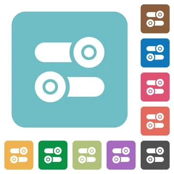 Toggle switches rounded square flat icons Illustrazione stock