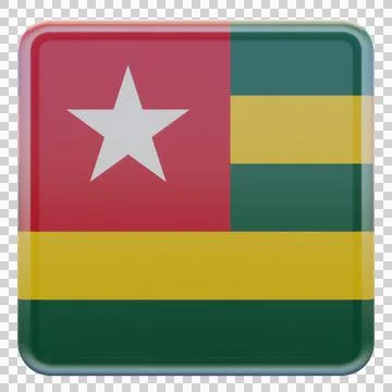 Togo 3d illustration flag on pole. Wood flagpole Stock Photos