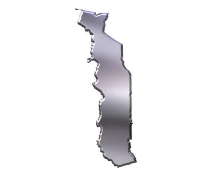 Togo 3D Silver Map Stock Illustration