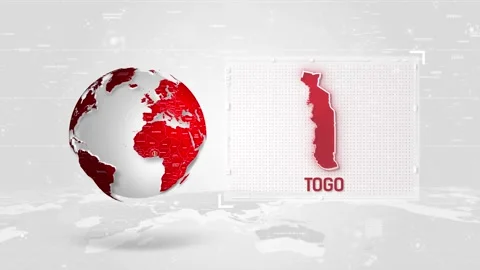 Togo 4K Tech Map Beside Globe On White Background Stock Footage 338240367
