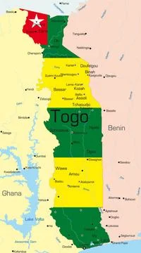 Togo Abstract vector color map of Togo country colored by national flag Co... Stock Photos