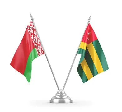 Togo and Belarus table flags isolated on white 3D rendering Stock Illustration