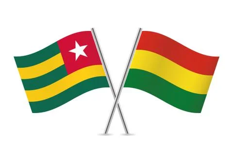 Togo and Bolivia flags. Vector illustration. Ilustración de archivo