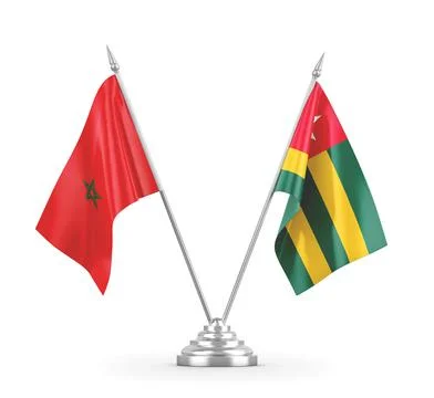 Togo and Morocco table flags isolated on white 3D rendering Stock Illustration
