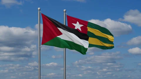 Togo and Palestine two flags Stock Footage 281152676