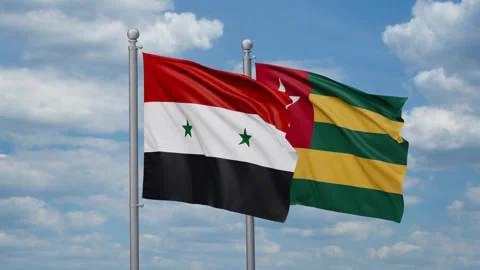 Togo and Syrian two flags Stock Footage 271119721