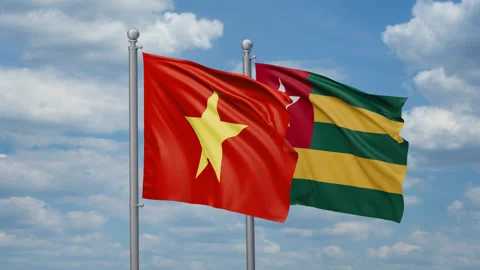 Togo and Vietnam two flags Stock Footage 268691633