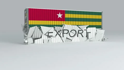 Togo container with the flag falls on top of a container labeled EXPORT Stock Footage 124633795