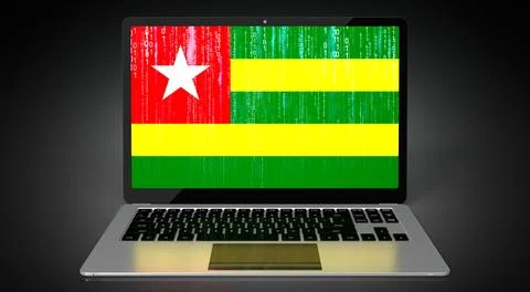 Togo - country flag and binary code on laptop screen Stock Illustration