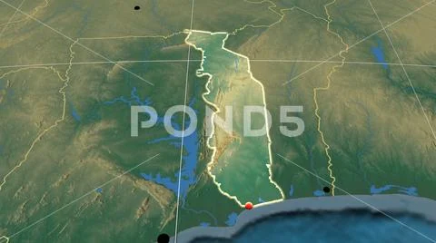 Togo extruded and capital. Relief Stock Photos