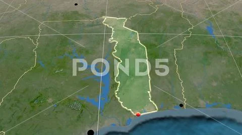 Togo extruded and capital. Satellite Stock Photos