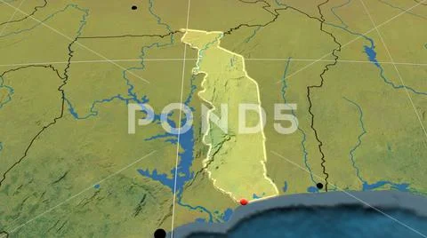 Togo extruded and capital. Topographic Stock Photos