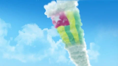 Togo Flag 3D Render Animation Created with Colored Smoke Trails by Aircraft Stock Footage 332312692