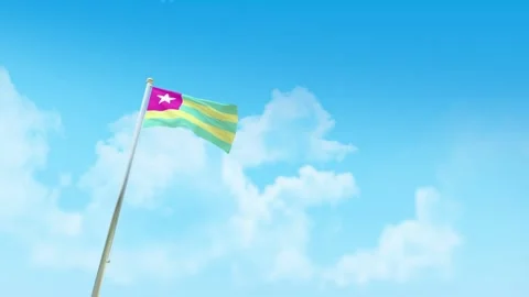 Togo Flag 3D Render Animation with Fighter Jets Formation in Blue Sky 스톡 동영상 332312719