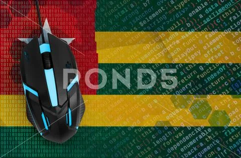 Togo flag and computer mouse. Digital threat, illegal actions on the Interne Stock Photos