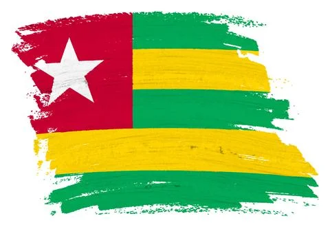 Togo flag background paint splash brushstroke 3d illustration with clipping path Stock Illustration
