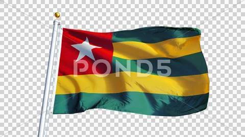 Togo flag, close up, isolated with alpha channel Stock Photos
