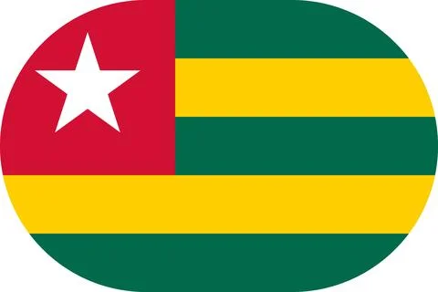 Togo flag in flat oval design Illustrazione stock