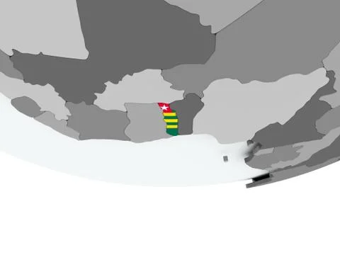 Togo with flag on globe Stock Illustration