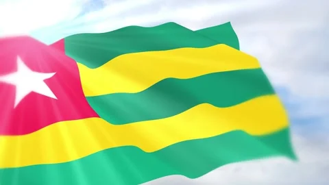 Togo Flag Seamless Loop 4k 60fps on Sky Background Stock Footage 340621081