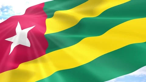 Togo Flag Seamless Loop 4k 60fps on Sky Background Vídeos de archivo 341553062