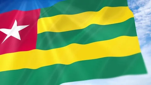 Togo Flag Seamless Loop 4k 60fps on Sky Background Stock Footage 341678565