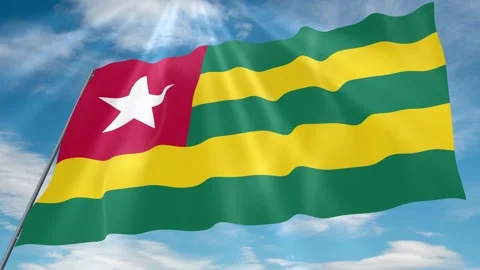 Togo Flag Seamless Loop 4k 60fps on Sky Background Stock Footage 341750933