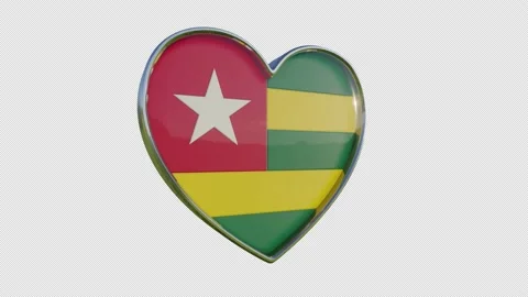 Togo Flag in the Shape of 3D Heart. Stock Footage 140258375