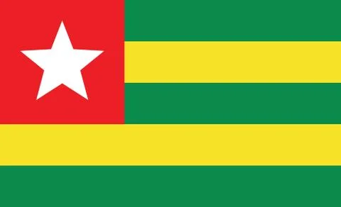 Togo flag. Simple vector. National flag of Togo Stock Illustration