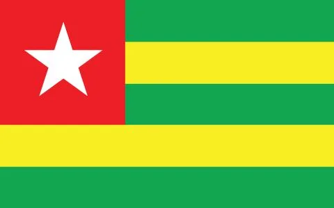 Togo flag vector graphic. Rectangle Togolese flag illustration. Togo country  Stock Illustration
