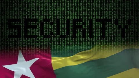 Togo flag - Waving flag on matrix binary code background Stock Footage 321422601