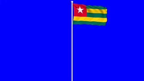Togo Flag Waving Fluttering on Wind Loopable Green Blue Screen Matte Stock Footage 77569880