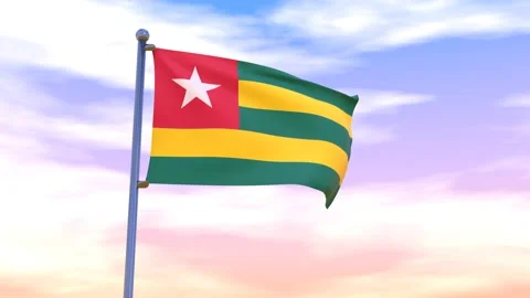 Togo Flag waving in the high wind Stock Footage 155459272